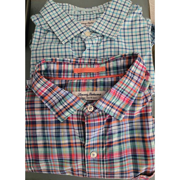 Lot of 2 Men's Tommy Bahama The Siesta Key Long Sleeve Plaid Print Shirts, NEW - Picture 1 of 9